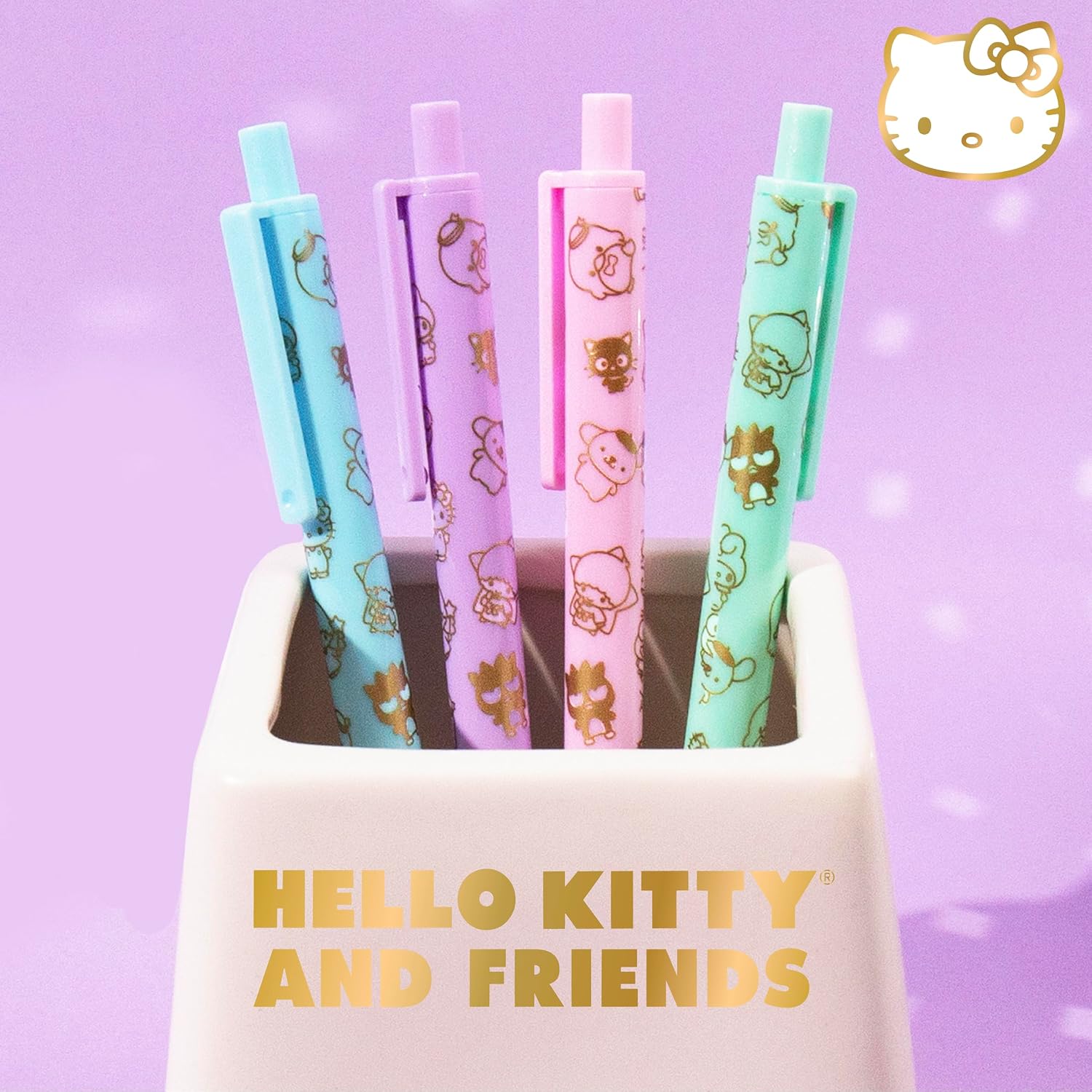 4-Piece Kawaii Character Retractable Ballpoint Pen Set