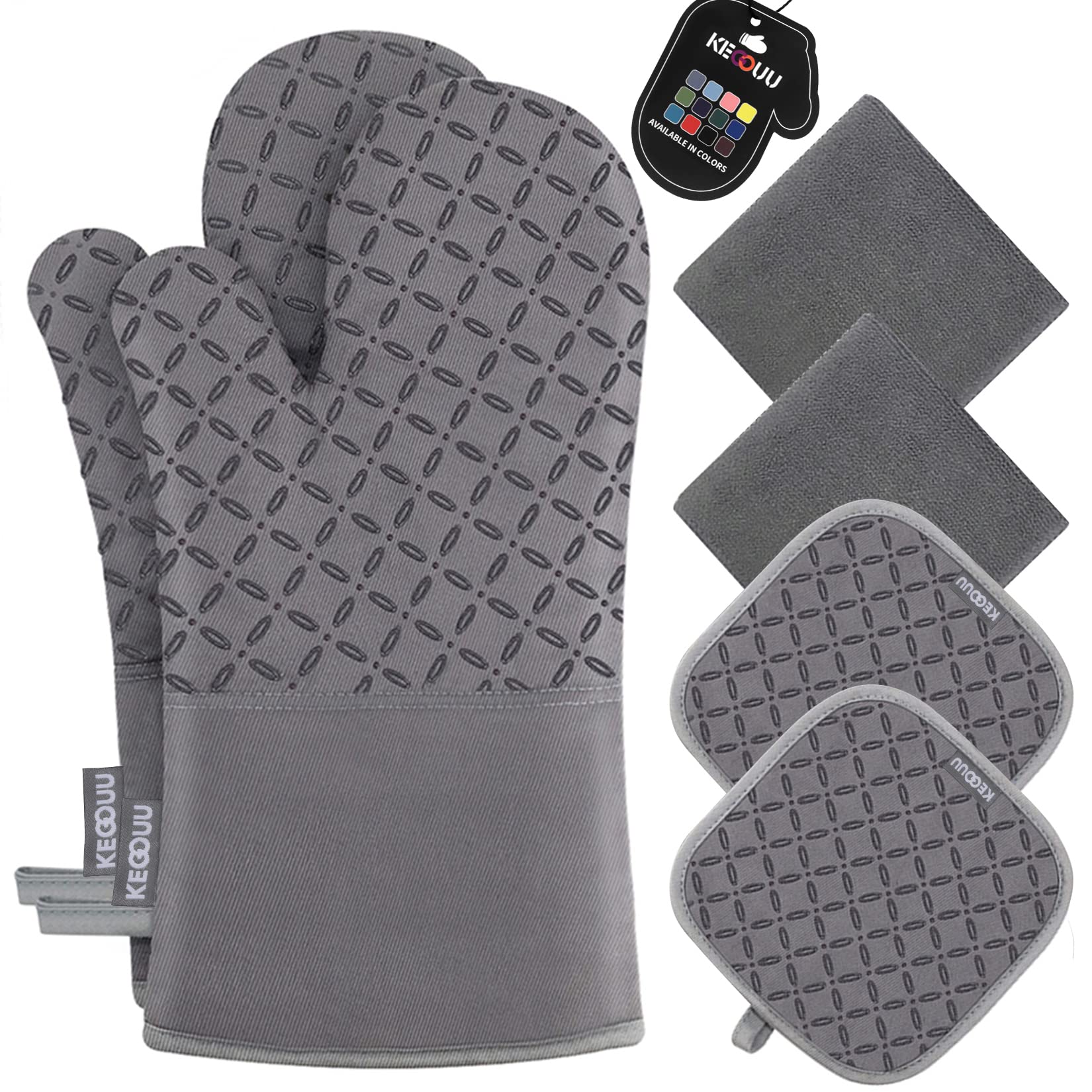 Heat Resistant Oven Mitts & Pot Holders Set – 6-Piece Non-Slip Kitchen Protection Kit