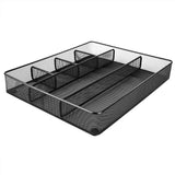 Drawer Mesh Organizer Set – 4-Pack Steel Desk Storage Bins with Compartments (Black)