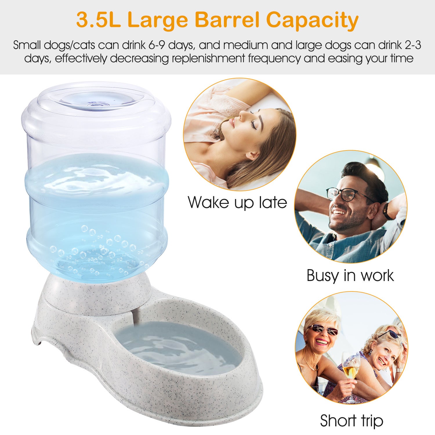 3.5L / 1 Gallon Pet Water Dispenser – Self-Dispensing Gravity Water Feeder for Dogs & Cats, Automatic Fresh Hydration