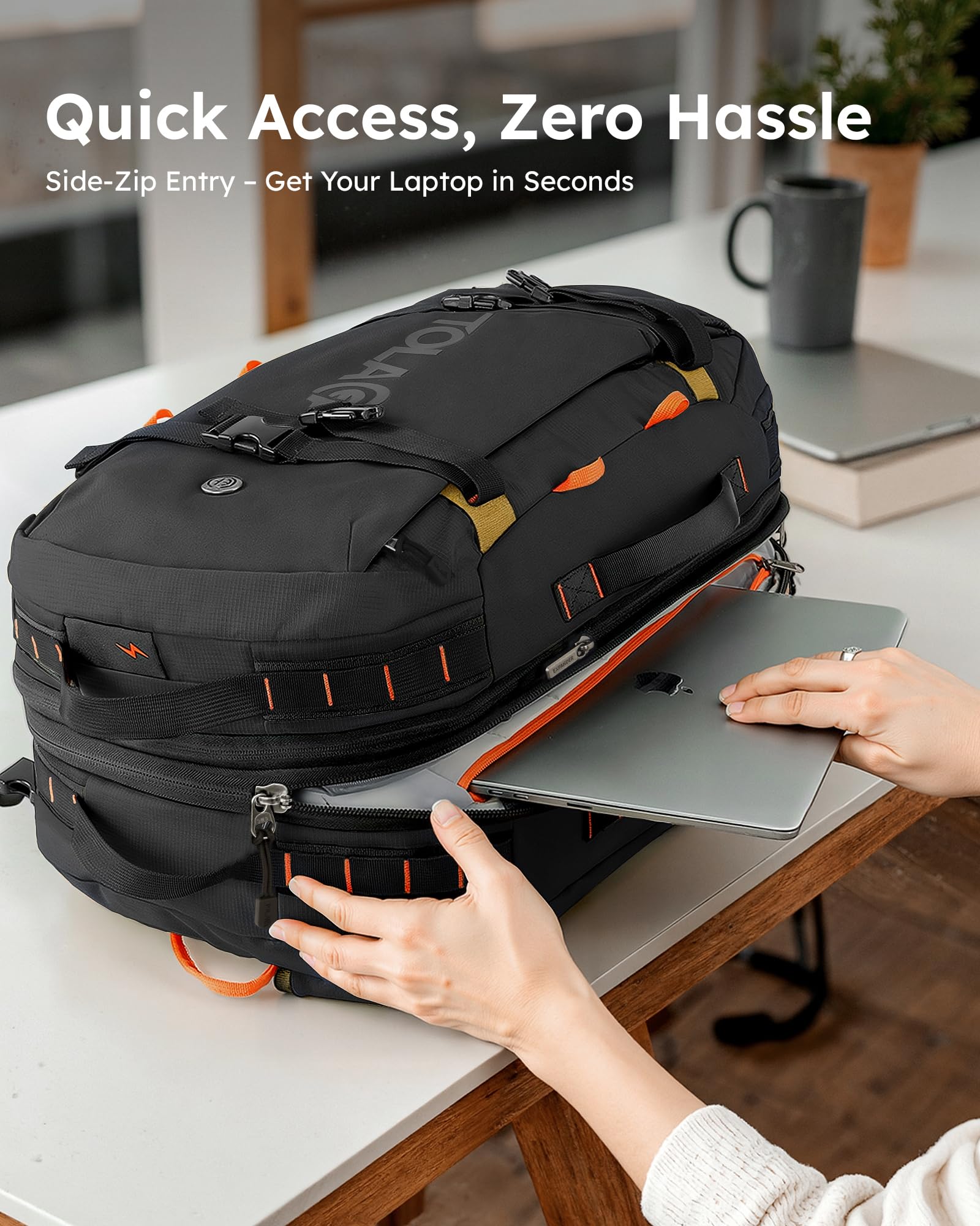 Tolaccea Expandable Carry-On Travel Backpack 40L–50L with TSA-Approved Design and Laptop Compartment