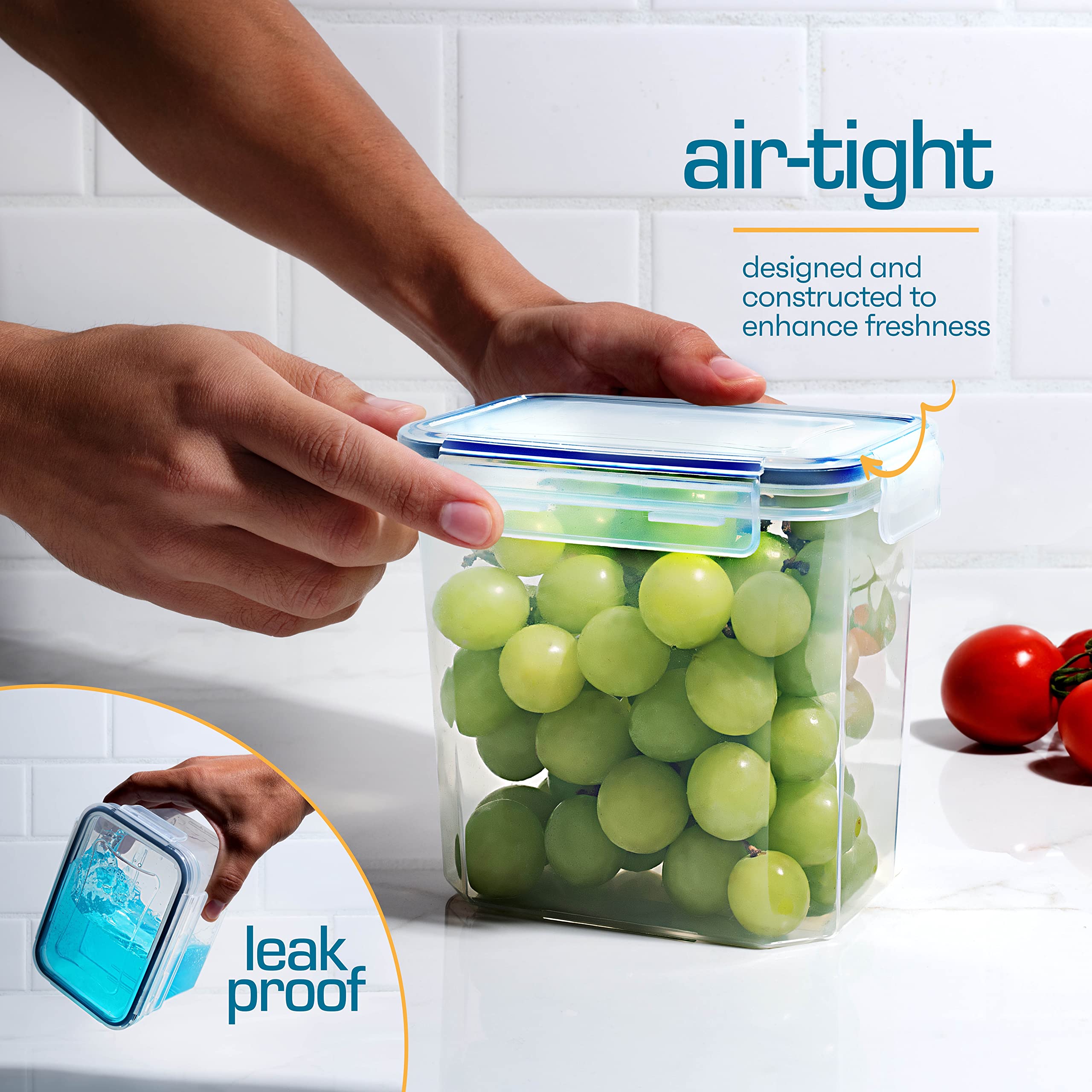 Airtight Pantry Storage Containers Set – 14 Piece Stackable Canisters with Pour Spout Lids, Labels & Scoop
