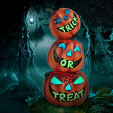 Trick or Treat Pumpkin Lantern – Color-Changing LED Jack-O’-Lantern Stack Light, Battery Operated Halloween Decoration (Resin Design)
