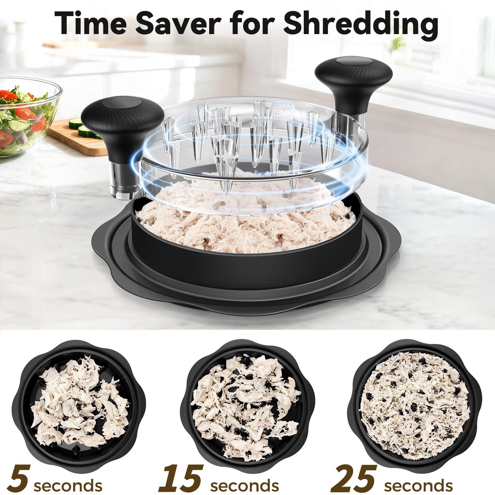 Manual Chicken Shredder Tool with Non-Slip Base – BPA-Free Meat Shredding Bowl for Fast Prep