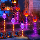 Solar Halloween Pathway Lights 2024 – 6-in-1 Purple & Orange LED Pumpkins & Ghosts with 8 Modes & Waterproof Design