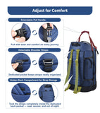 86L Foldable Rolling Duffel Backpack with Wheels – Extra Large Waterproof Convertible Travel Bag with Shoe Compartment (Blue)