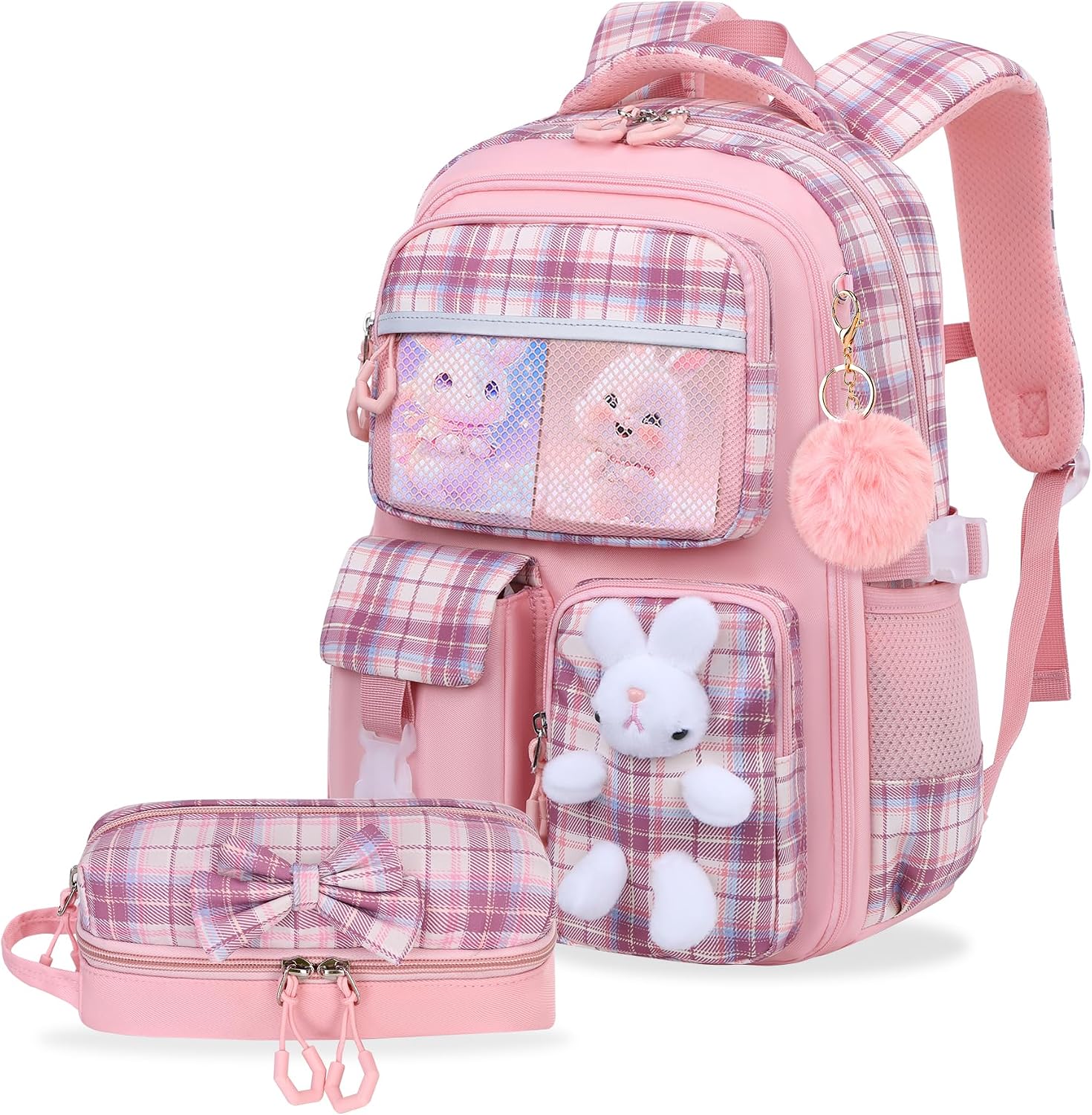 3-Piece Girls School Backpack Set with Lunch Bag