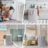 LIFEWIT Freestanding Laundry Hamper 2-Pack – Large Foldable Waterproof Clothes Basket with Carry Handles (80L Each, Grey)