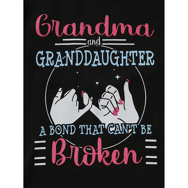Kids Grandma & Granddaughter Matching Outfit – Letter & Heart Print Long Sleeve Top + Pants Set, 2-Piece Comfy Loungewear