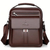 Leather Messenger Crossbody Shoulder Bag for Men – Work, Business & Casual Travel Bag with Adjustable Strap & Metal Zipper
