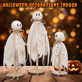 Rustic Wooden Ghost Trio – Farmhouse Halloween Decorations with BOO & Haunted Labels, 3 Sizes