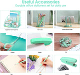 Green Desk Organizer and Office Supplies Set
