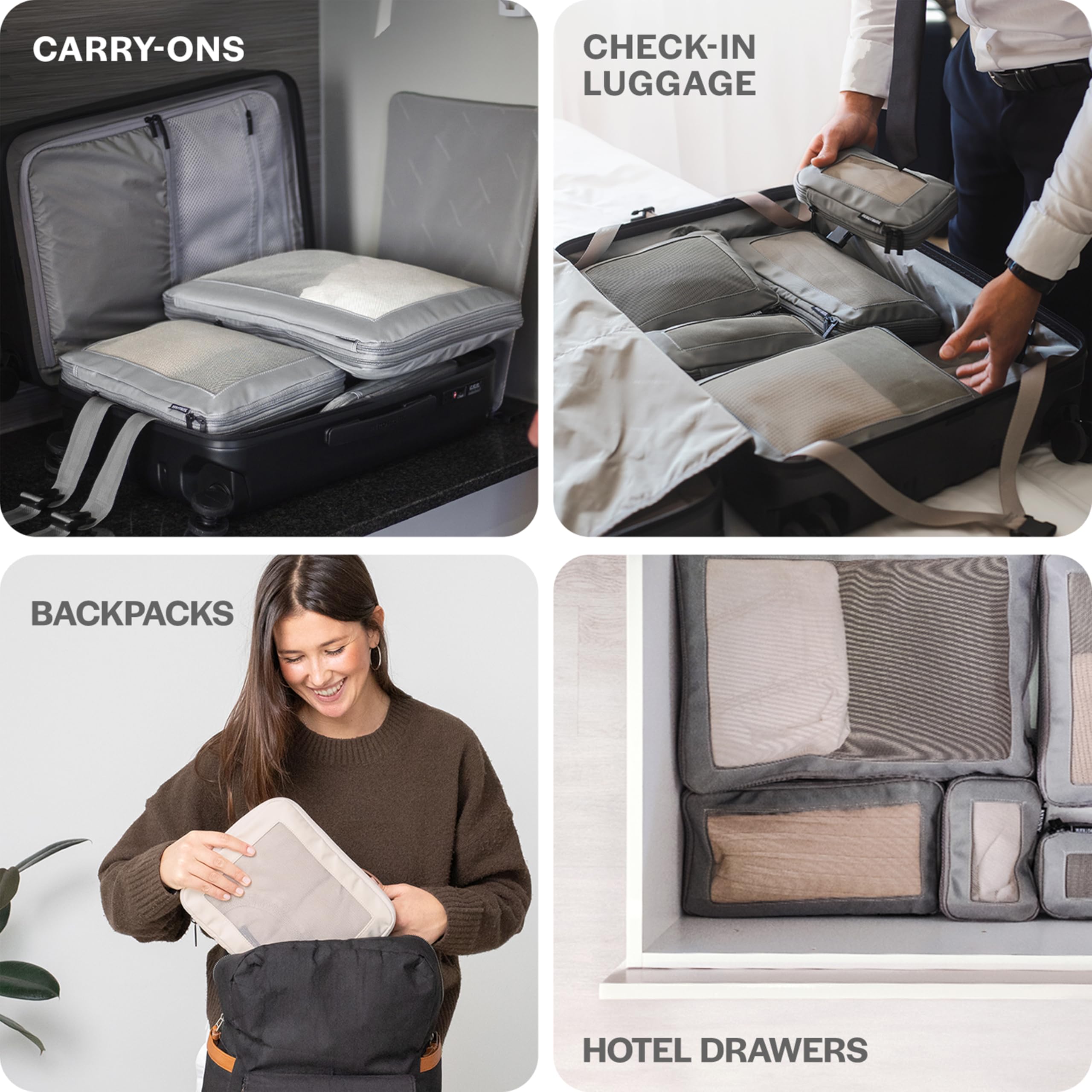 Compression Packing Cubes Set – Travel Luggage Organizer Bags (Teal)