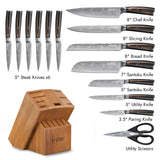 Premium 17-Piece Professional Knife Set with Acacia Block – High Carbon Steel Kitchen Cutlery