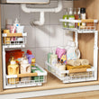 PXRACK Under Sink Organizer 2-Pack – Adjustable Height 2-Tier Pull-Out C-Shape Cabinet Storage for Kitchen & Bathroom