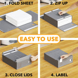 Bed Sheet Organizer Set (4-Pack) – Foldable Linen Storage with Window & Labels for Queen and King Bedding