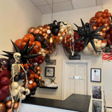 132 Pcs Halloween Balloon Arch Kit – Burnt Orange, Maroon, Black & Rose Gold Garland with Spikes & Bats