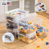 Citylife 17-Qt Plastic Storage Box with Removable Trays – Clear Craft & Tool Organizer for Beads, Sewing & Art Supplies (White)