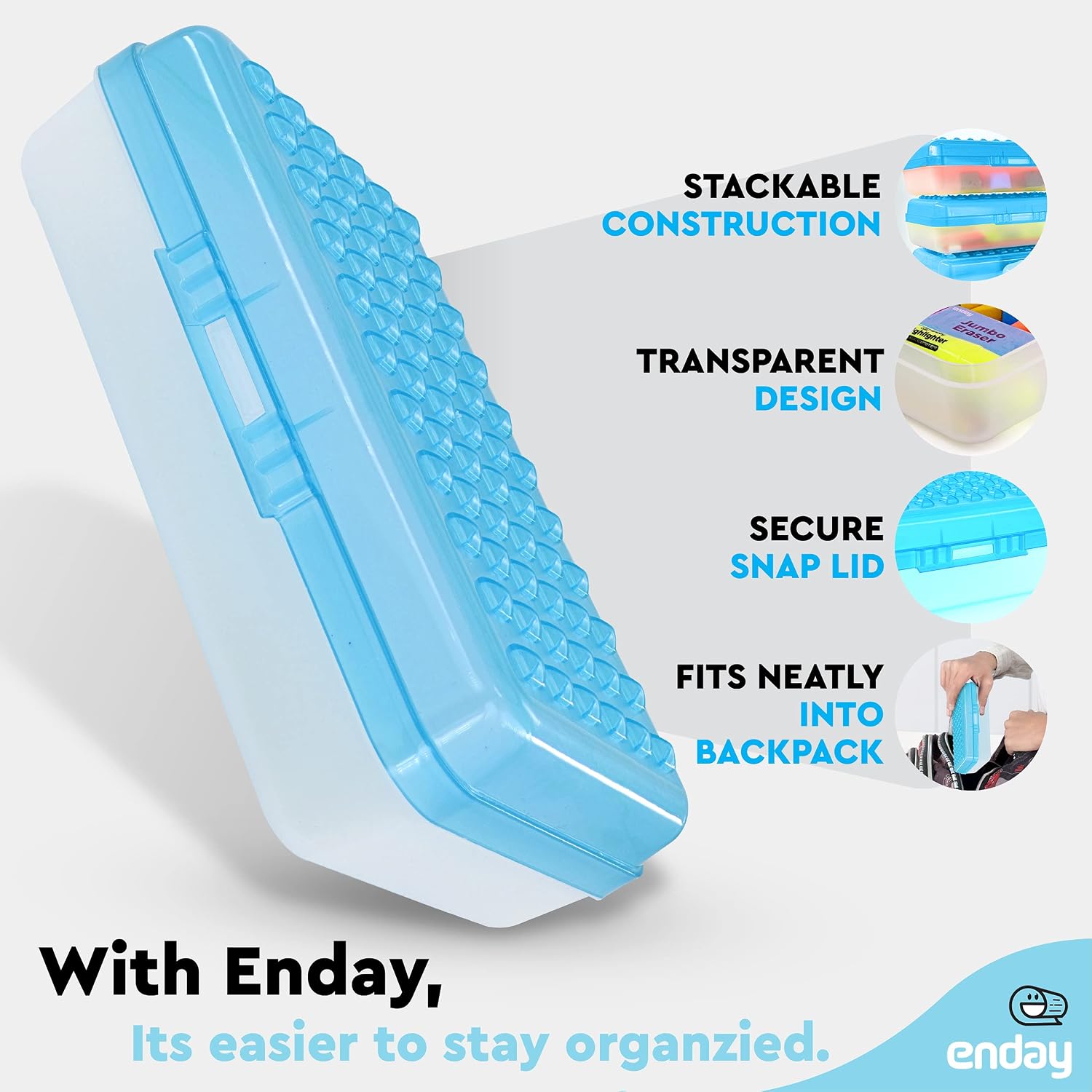 6-Pack Assorted Stackable Plastic Pencil Boxes
