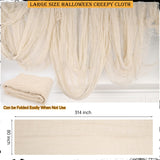 Beige Halloween Creepy Cloth – 315x78.7" Oversized Cotton Spooky Gauze for Haunted House & Party Decorations