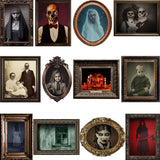 Halloween Gothic Mansion Portrait Posters – 12 Pack Vintage Horror Wall Art for Haunted House & Indoor Halloween Décor (Style 4, 2D)
