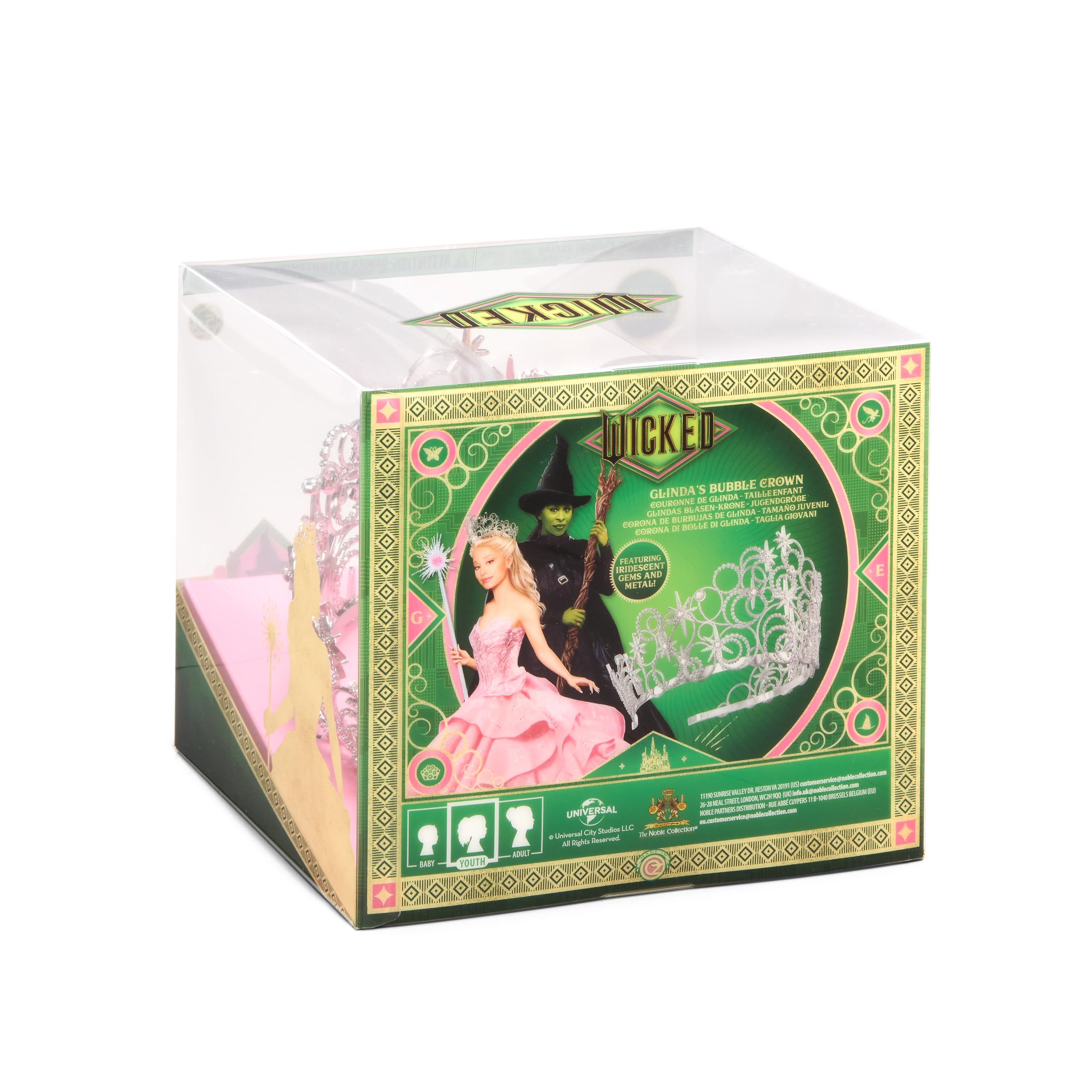 Iridescent Silver Glinda Bubble Crown – Official Wicked Movie Replica with Shimmering Gems 👑✨