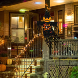 Large Halloween Garden Flag – 22"x23" Black & Orange Pumpkin Ghost Banner with Tassel Web Fringe (Double-Sided, Oxford Fabric)