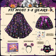 Girls Glow-in-the-Dark LED Witch Costume Set – Light-Up Cape, Tutu Skirt, Headband & Trick-or-Treat Bag (Ages 3–8)