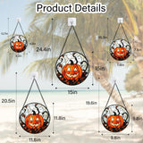 Halloween Stained Glass Suncatcher – Orange Ghost, Pumpkin & Bat Window Hanging Decoration with Chain