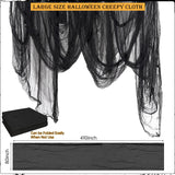 Oversized Halloween Creepy Cloth – 410 x 80 in Black Spooky Gauze Fabric for Haunted House & Party Decor