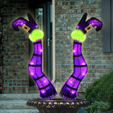 Light-Up Purple Witch Legs Yard Stakes – LED Halloween Decoration with 8 Lighting Modes & Timer Function