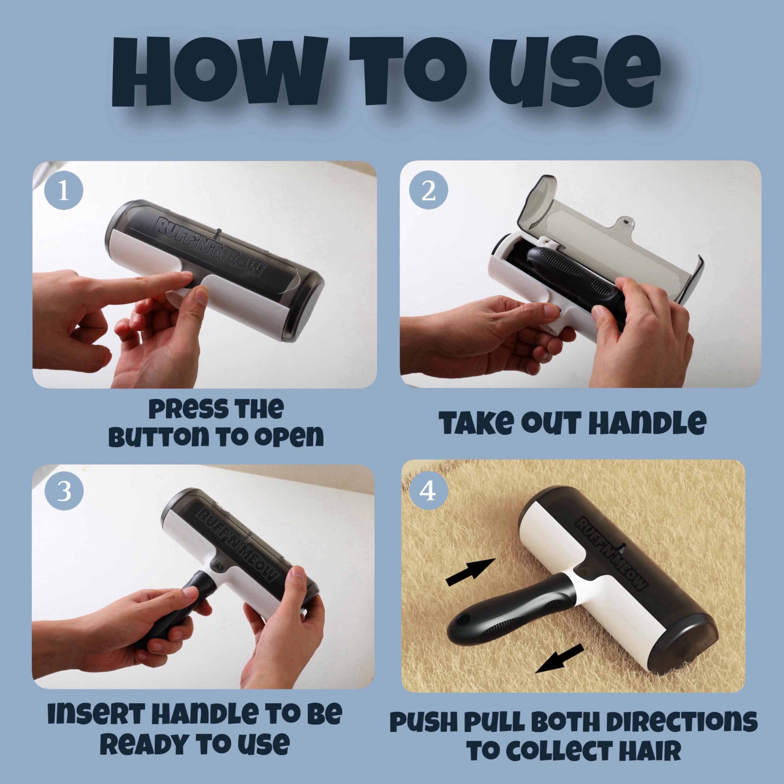 Reusable Pet Hair Remover Roller for Furniture, Carpets, and Car Seats with Built-In Fur Collection Chamber – Portable Fur Cleaning Tool