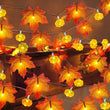Maple Leaf & Pumpkin Fall Garland Lights – 20FT 60 LED Battery Operated with Timer (2-Pack, Warm White, Indoor/Outdoor)