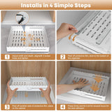 Expandable Pull-Out Cabinet Organizer – No-Drill Slide-Out Drawer with Adjustable Width & Depth for Kitchen & Pantry (White)