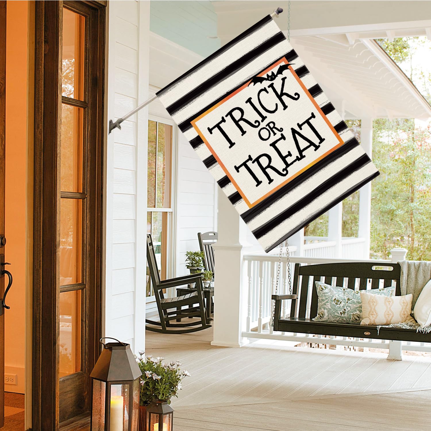 Double-Sided Halloween Garden Flag – Black Durable Polyester Welcome Banner for Yard, Lawn & Porch Decor