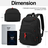 BOAVAN 15.6” Waterproof Laptop Backpack for Work & Travel with USB Port, RFID Pocket – Black