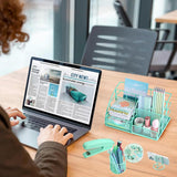 Green Desk Organizer and Office Supplies Set