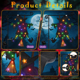 Solar Lighted Halloween Garden Flag – 23x16" Double-Sided Witch Design with 8 Lighting Modes & Weatherproof Fabric