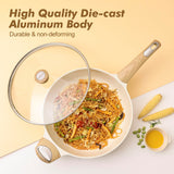 14-Piece Ceramic Nonstick Cookware Set – Induction Compatible, Non-Toxic Pots & Pans with Glass Lids