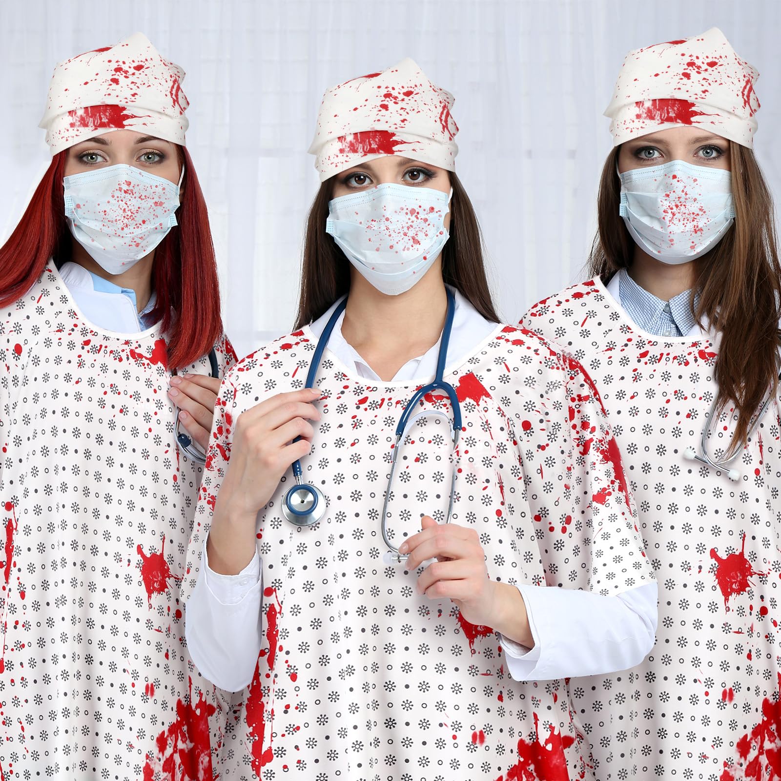 Bloody Hospital Patient Costume – Unisex Gown with Bloodstains & Gauze Bandage Set 🩸🏥