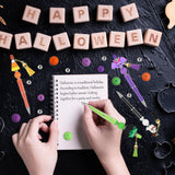 Halloween Beadable Pens Set 🎃 – 8 DIY Ballpoint Pens with Pumpkin, Ghost & Witch Beads (Green, Black, Purple, Orange)