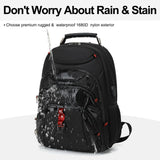 BOAVAN 15.6” Waterproof Laptop Backpack for Work & Travel with USB Port, RFID Pocket – Black