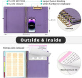 Purple Foldable Clipboard Folio with 10 Storage Pockets
