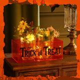Light-Up Acrylic Trick or Treat Candy Bowl with LED String Lights – Halloween Party Table Decoration (Orange)