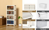Spylandy Stackable Collapsible Storage Bins with Lids – Space-Saving Closet & Home Organizers (White, 4-Tier, 9-Gallon)