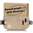 Hidden Travel Money Belt with RFID Blocking – Sweat-Proof Waist Wallet for Secure Storage (Beige)