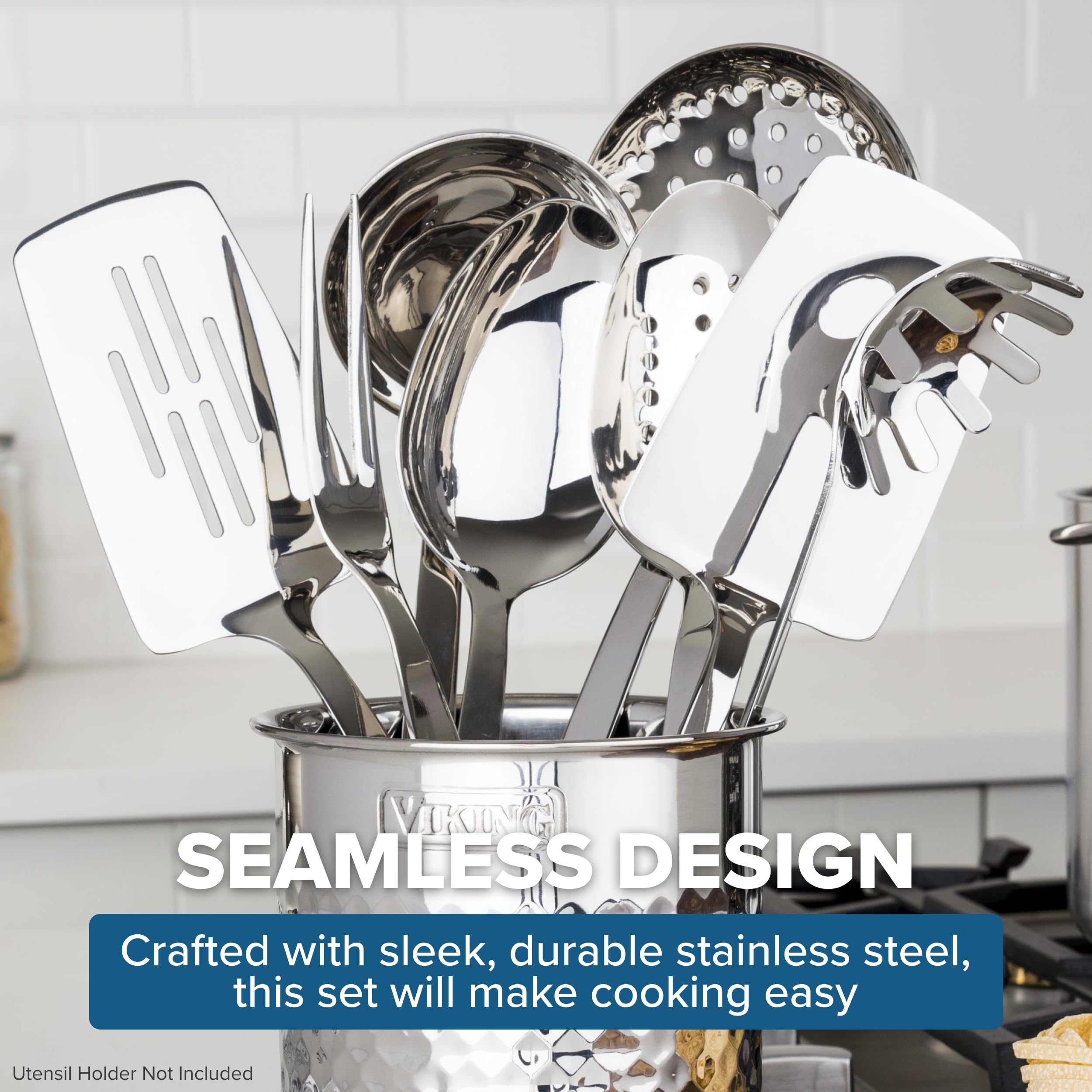 8-Piece Stainless Steel Kitchen Utensils Set – Ergonomic Handles, Dishwasher Safe