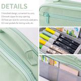 Green Large-Capacity Pencil Case with Carry Handle