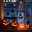 Halloween Window Clings Set – 50 Double-Sided Reusable Stickers for Indoor & Party Decorations (9 Large Sheets, Black Theme)