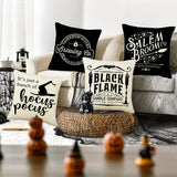 Halloween Pillow Covers – Set of 4 Farmhouse Style Decorative Cushion Cases (18x18 Inches, Hocus Pocus Halloween Home Décor)